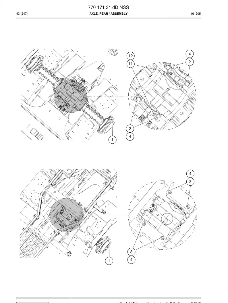 77017131d 770 171 31d Axle, Rear - Sandvik Technical Drawing