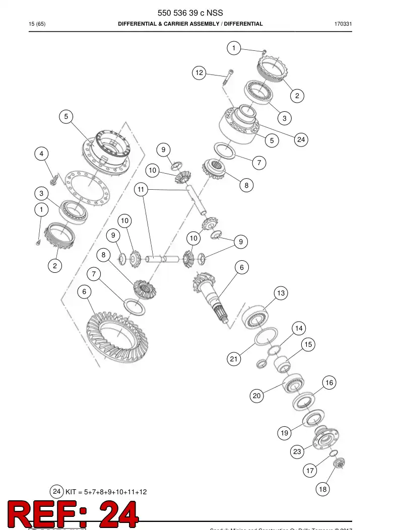 77018505 770 185 05 Differential Assembly (No Pinion & Ring Gear) - Sandvik Technical Drawing