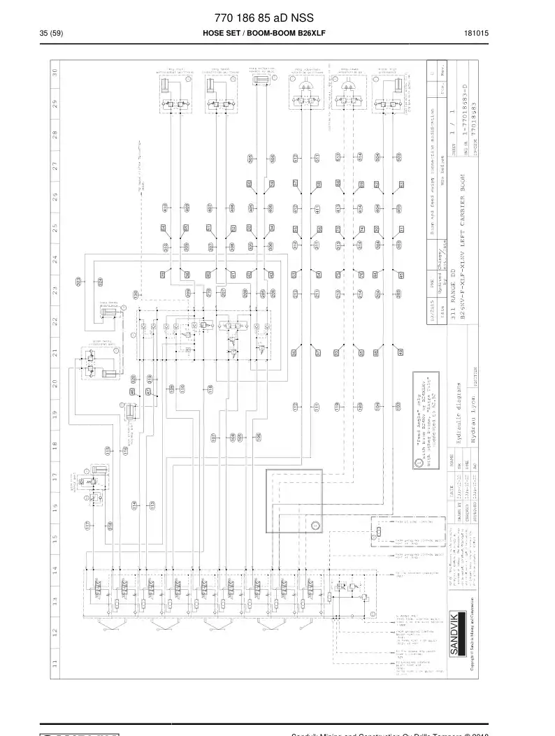 77018685a 770 186 85a Hose Set - Sandvik Technical Drawing