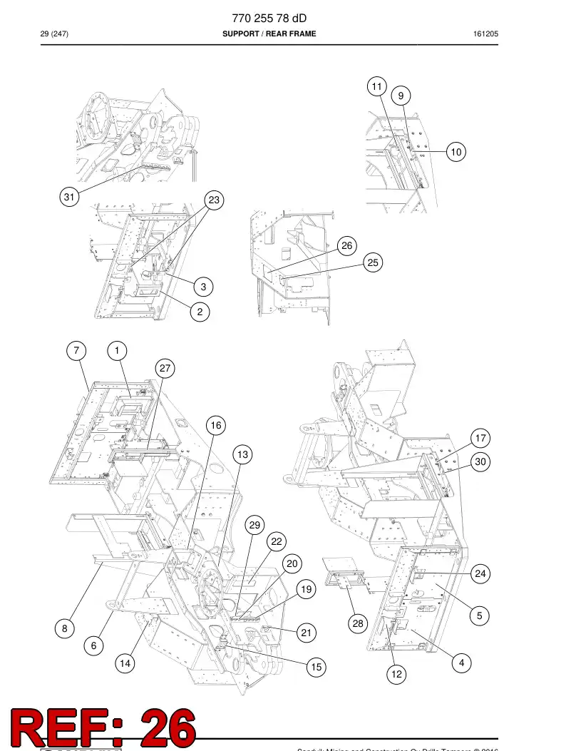 77019089 770 190 89 Hood - Sandvik Technical Drawing