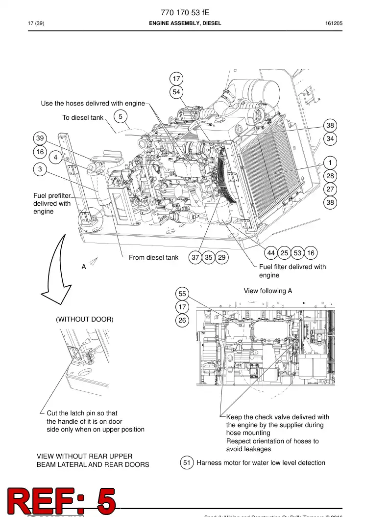 77019602b 770 196 02b Hose, Fuel - Sandvik Technical Drawing