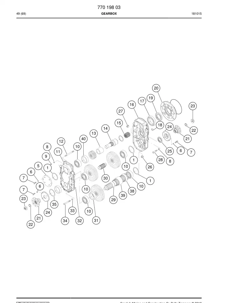 77019788 770 197 88 Shaft - Sandvik Technical Drawing