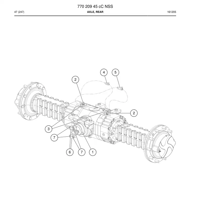 77020945c 770 209 45c Axle, Rear - Sandvik Technical Drawing