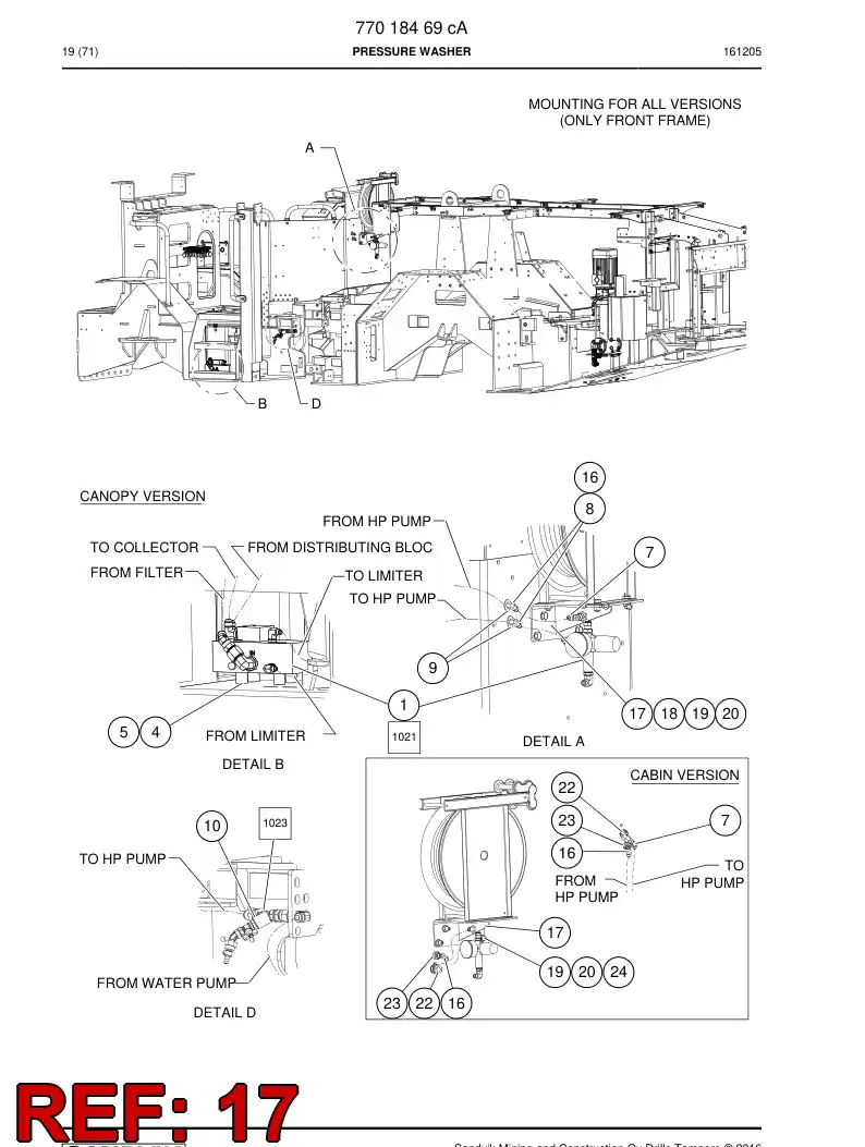 77022146a 770 221 46a CLEANER REEL BRACKET - Sandvik Technical Drawing