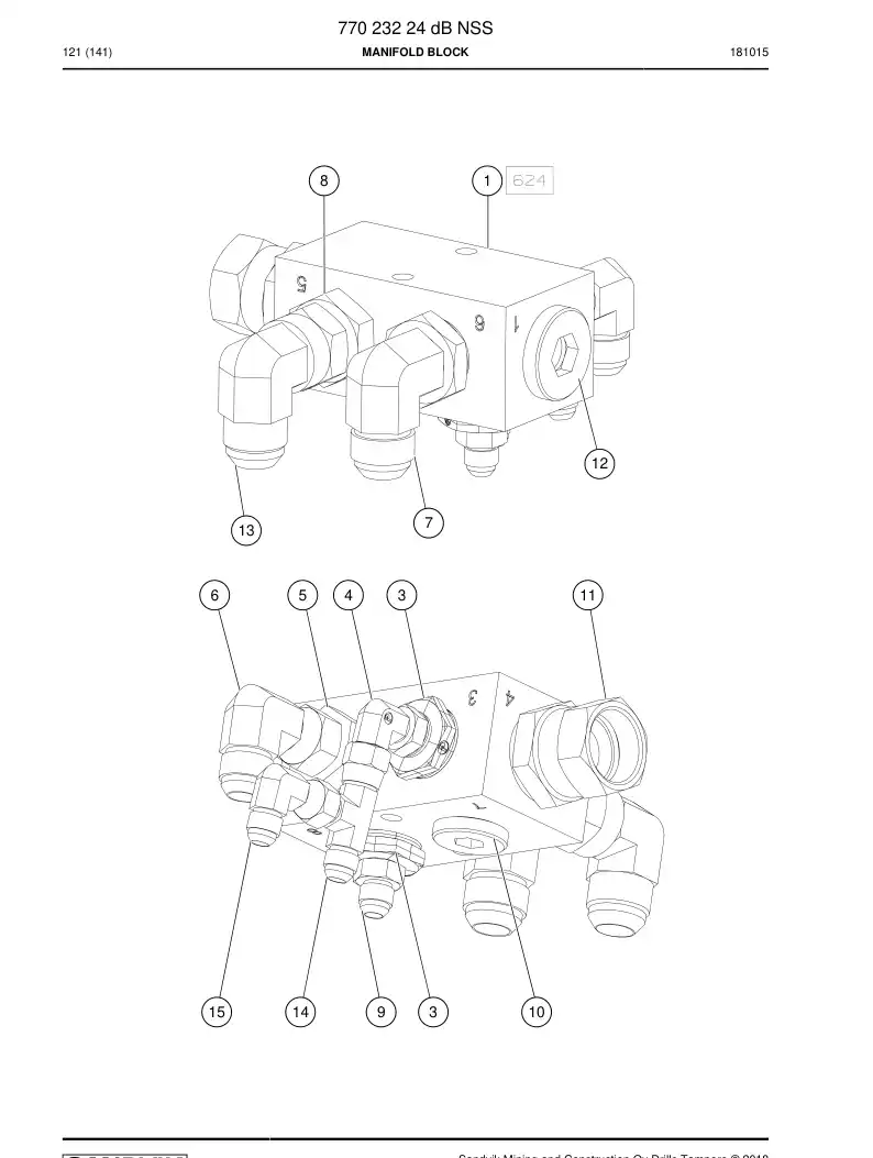 77023224d 770 232 24d Manifold Block - Sandvik Technical Drawing