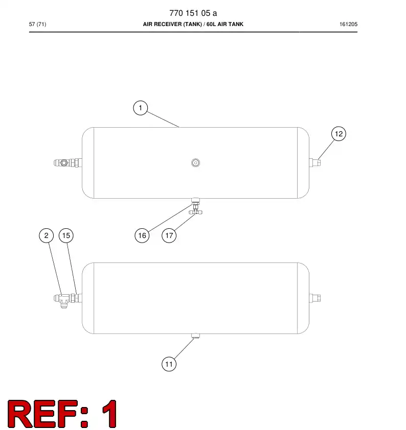 77024041 770 240 41 Tank, Air - Sandvik Technical Drawing