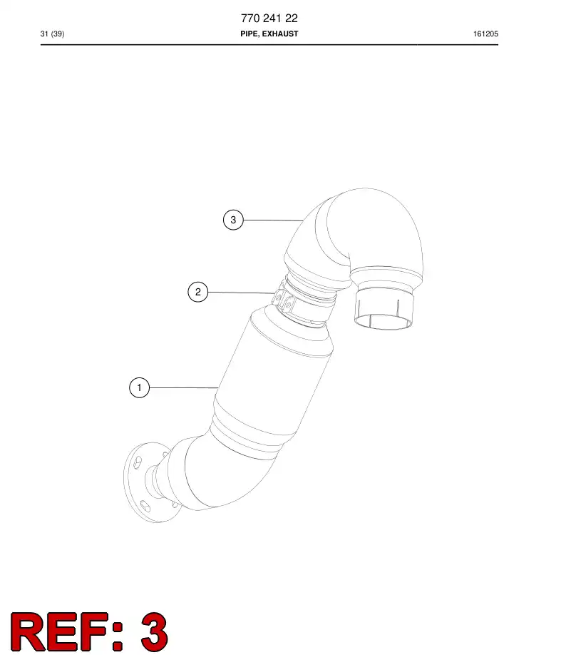 77024116 770 241 16 Pipe, Exhaust - Sandvik Technical Drawing