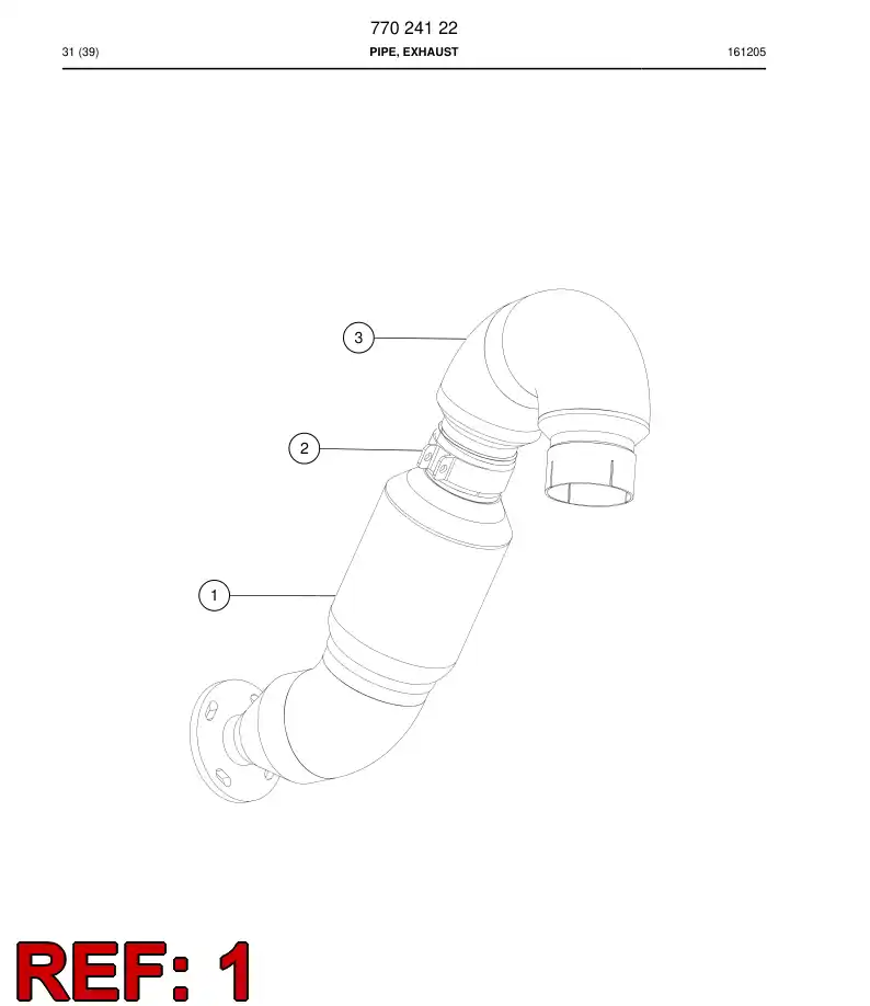77024121 770 241 21 Pipe, Exhaust - Sandvik Technical Drawing