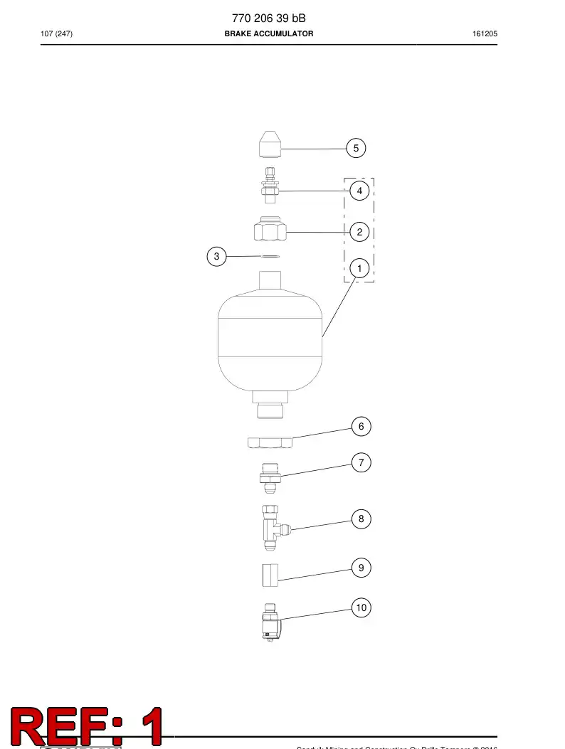 77025780a 770 257 80a Accumulator - Sandvik Technical Drawing