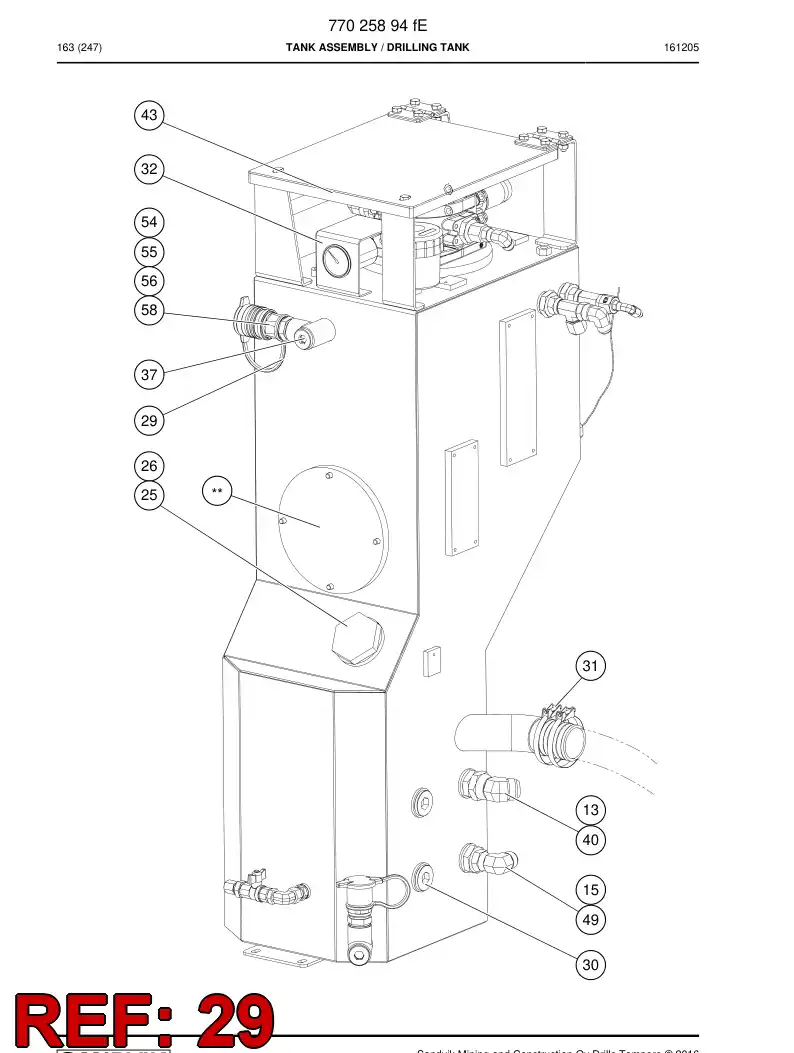 77025872c 770 258 72c Tank Assembly, Oil - Sandvik Technical Drawing