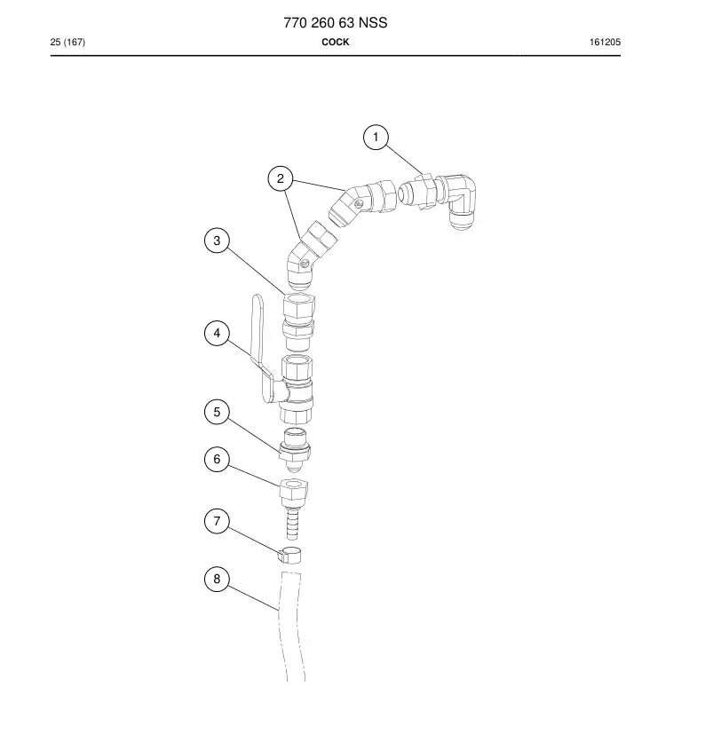 77026063 770 260 63 Cock - Sandvik Technical Drawing