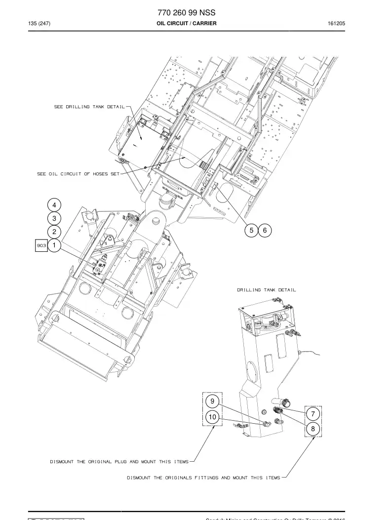 77026099 770 260 99 oil circuit - Sandvik Technical Drawing