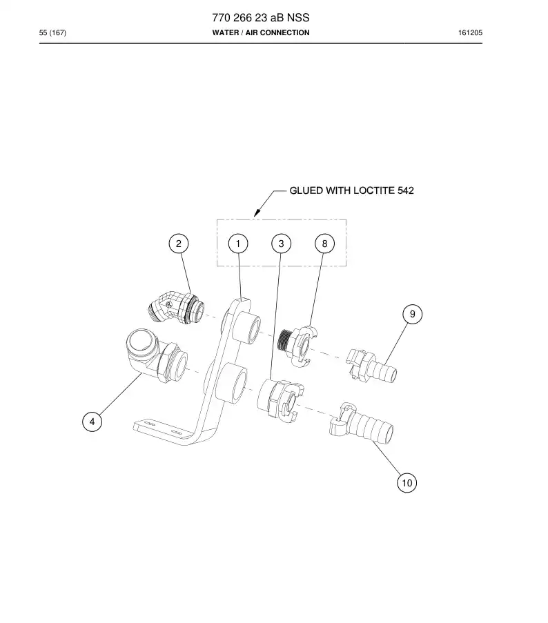 77026623a 770 266 23a Water / Air connection - Sandvik Technical Drawing