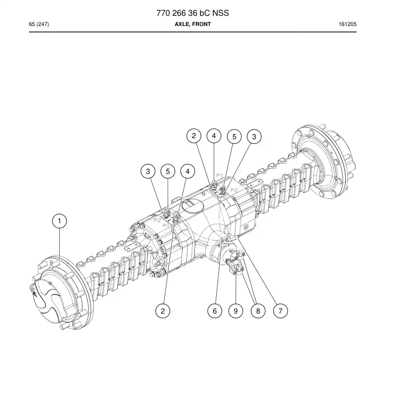 77026636b 770 266 36b Axle, Front - Sandvik Technical Drawing