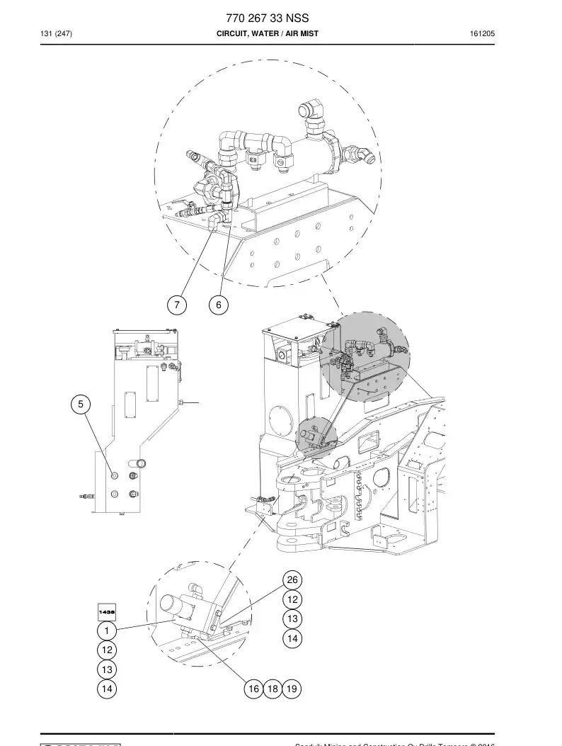 77026733 770 267 33 Circuit, Water - Sandvik Technical Drawing
