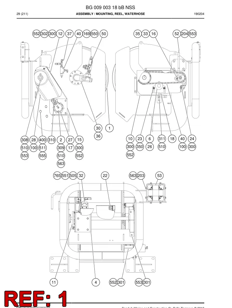 77027197a 770 271 97a ENROLLADOR, HOSE DE AGUA - Sandvik Technical Drawing