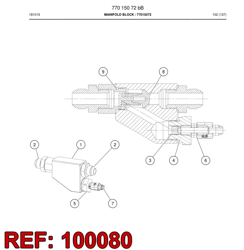 77728707 777 287 07 Valve, Flow Direction - Sandvik Technical Drawing