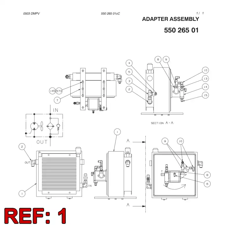 77761100 777 611 00 OIL COOLER - Sandvik Technical Drawing