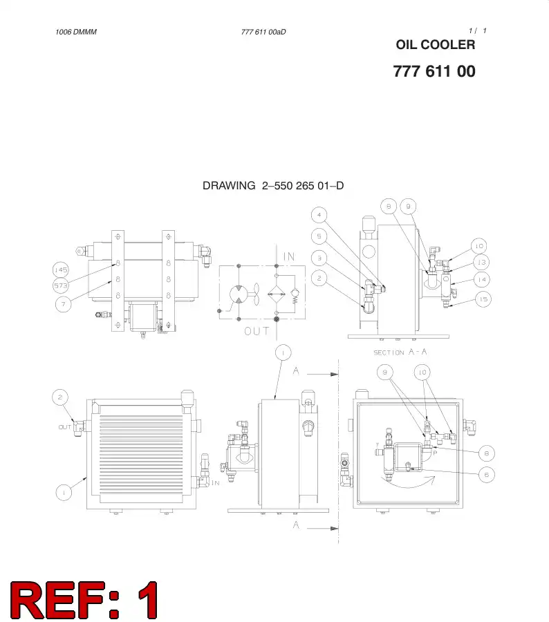 77761150 777 611 50 AIR / OIL COOLER - Sandvik Technical Drawing