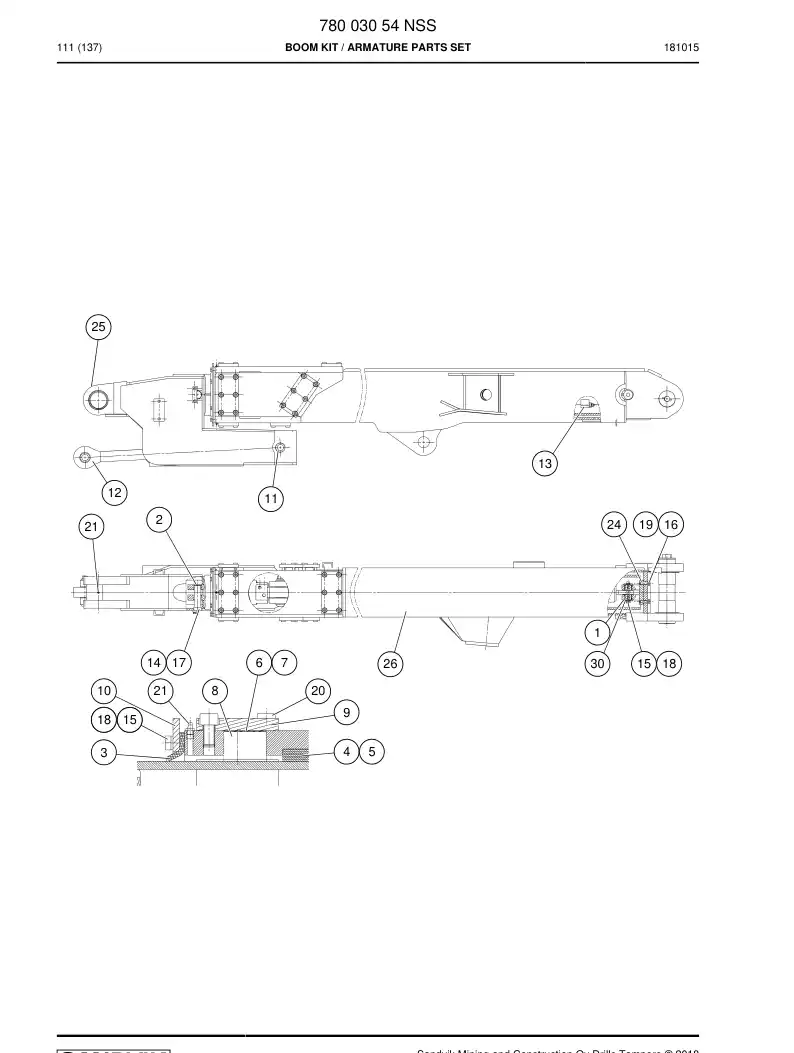 78003054 780 030 54 BOOM KIT - Sandvik Technical Drawing