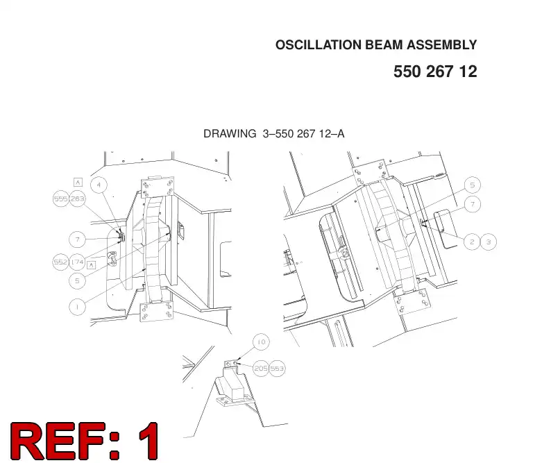 79520074 795 200 74 OSCILLATION BEAM - Sandvik Technical Drawing