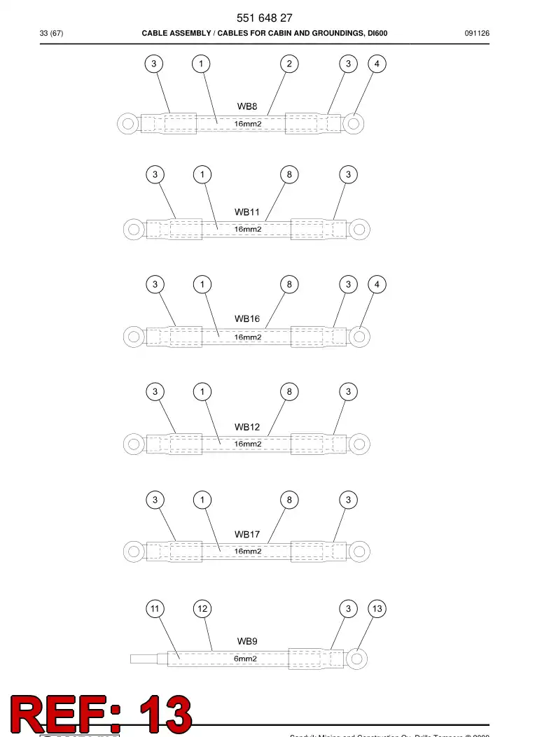 80028419 800 284 19 CABLE SHOE - Sandvik Technical Drawing