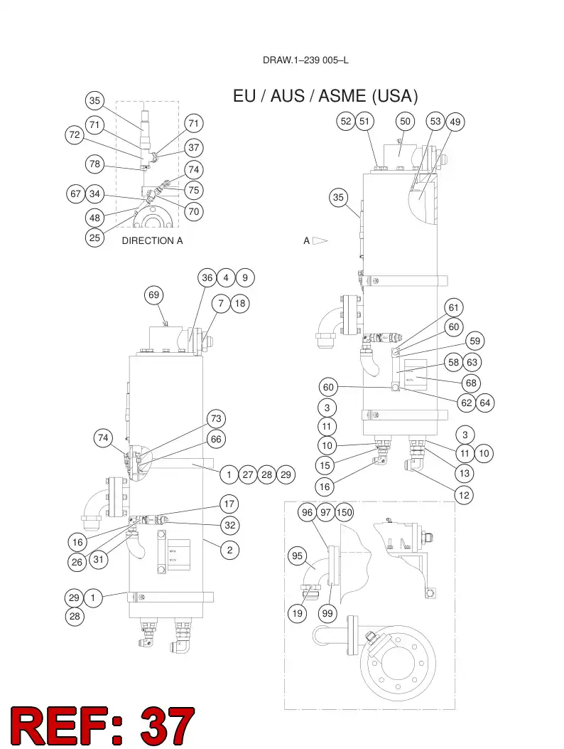 80033529 800 335 29 ADAPTER (HYDRAULIC) - Sandvik Technical Drawing