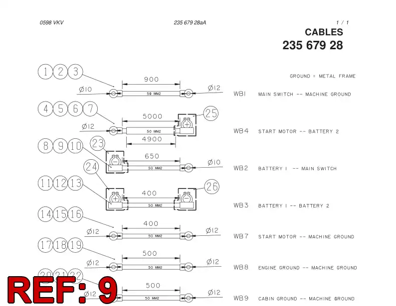 80067829 800 678 29 Terminal, Battery - Sandvik Technical Drawing
