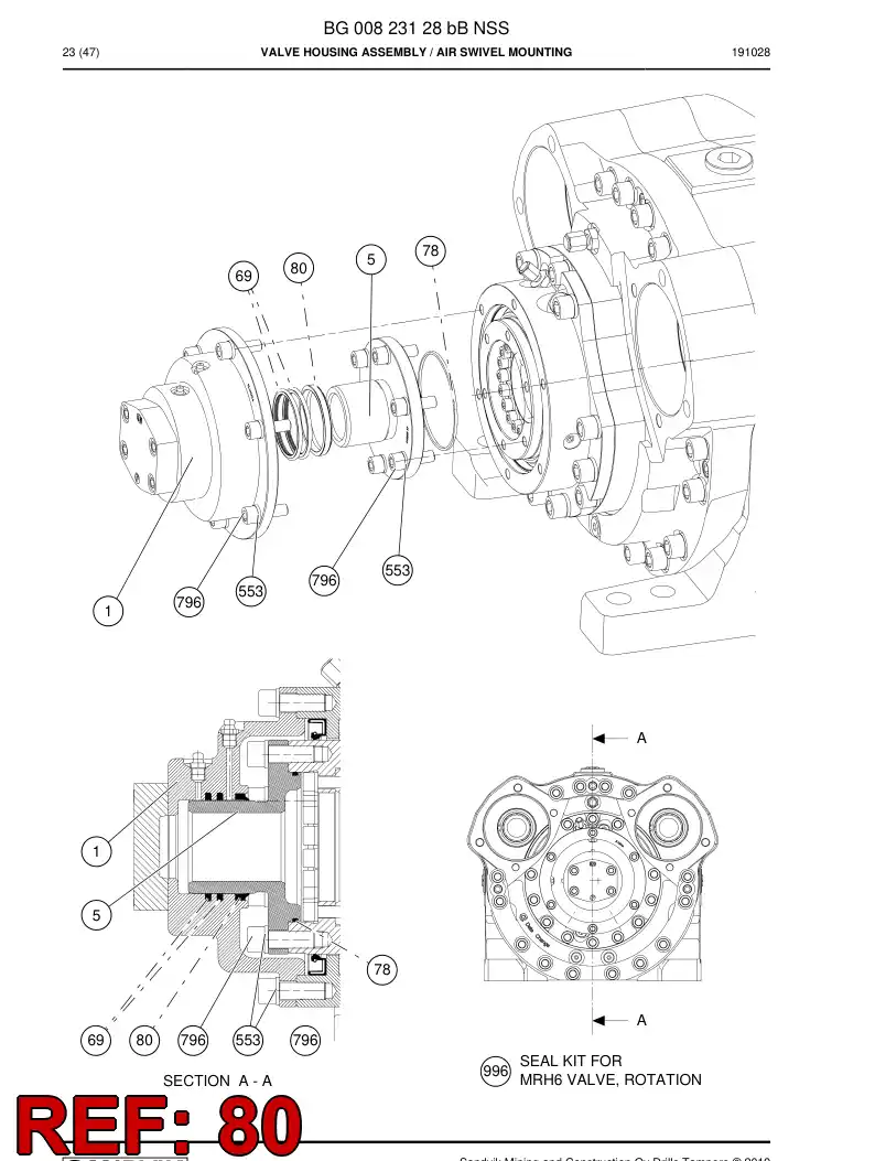 80096519 800 965 19 Wiper - Sandvik Technical Drawing