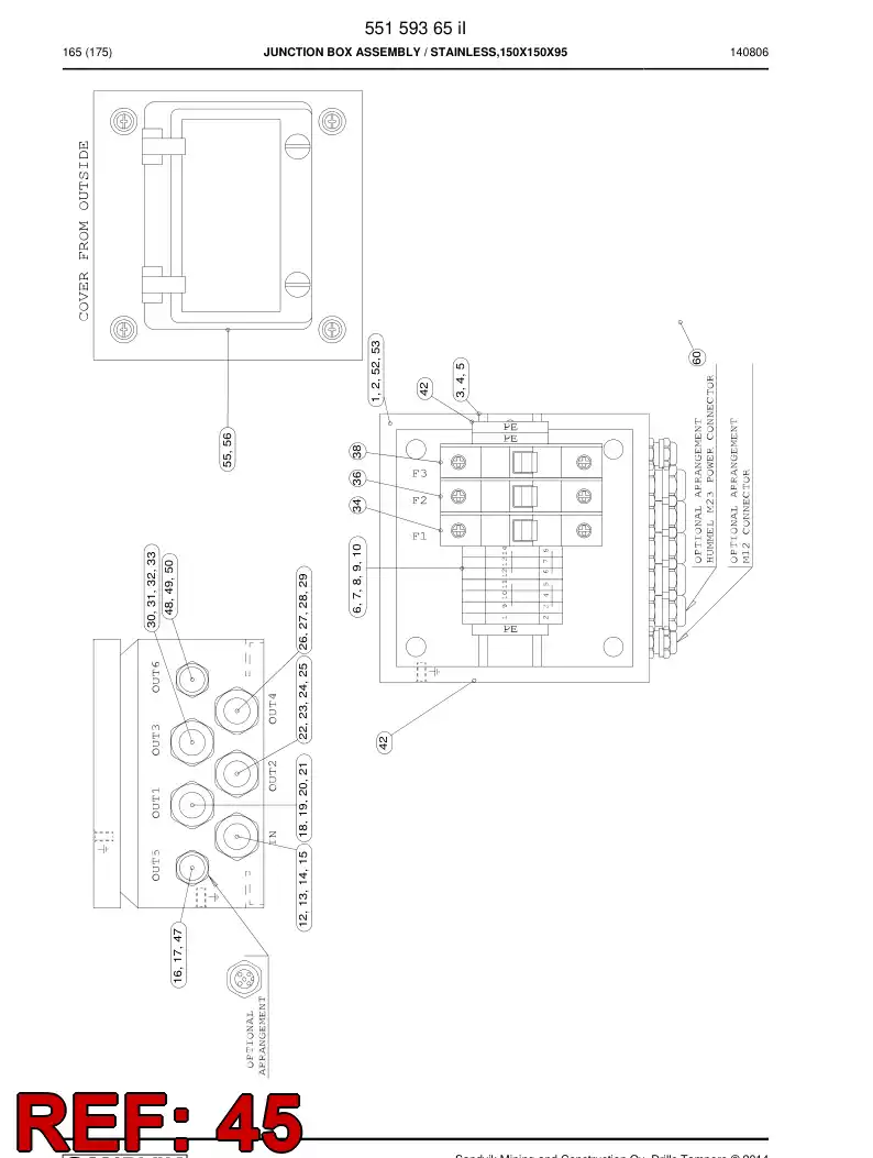 80161479 801 614 79 Terminal, Cable - Sandvik Technical Drawing