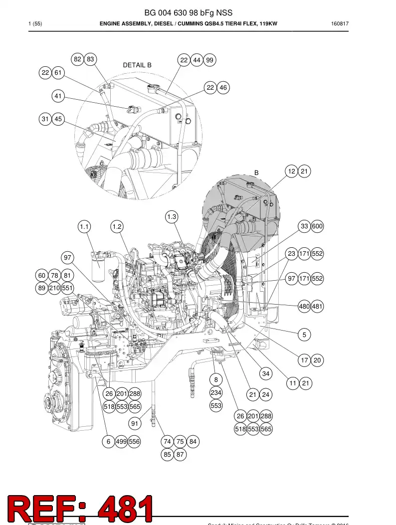 80164809 801 648 09 Nut, Hexagon - Sandvik Technical Drawing