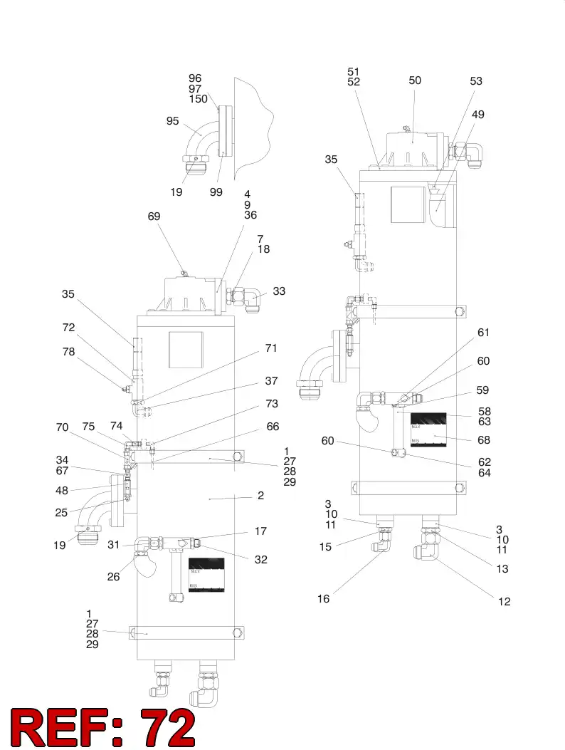 80237589 802 375 89 Adapter, Tee - Sandvik Technical Drawing