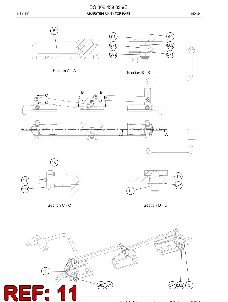 80743109 807 431 09 Pin, Split - Sandvik Technical Drawing
