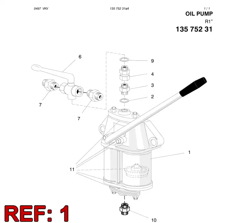 81019709 810 197 09 Hydraulic Pump, Hand - Sandvik Technical Drawing
