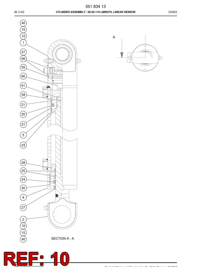 81072559 810 725 59 Bearing, Plain - Sandvik Technical Drawing