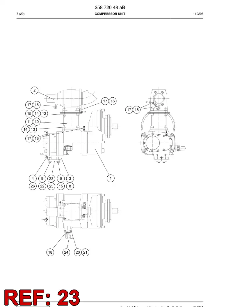 81103999a 811 039 99a Mounting piece - Sandvik Technical Drawing