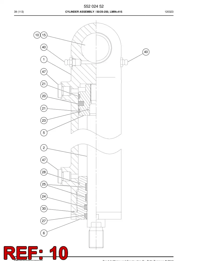 81154939 811 549 39 Bearing, Plain - Sandvik Technical Drawing