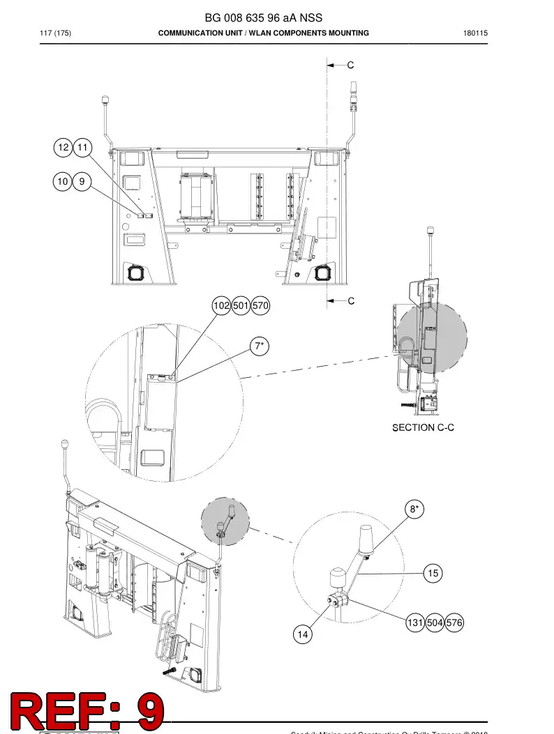 81169509 811 695 09 ABRAZADERA, CONDUCTO - Sandvik Technical Drawing