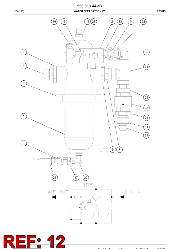 81288429 812 884 29 Adapter (hydraulic) - Sandvik Technical Drawing