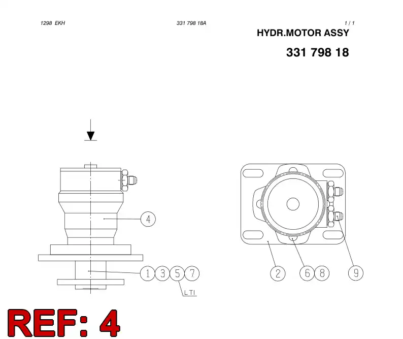 81307819 813 078 19 HYDRAULIC MOTOR - Sandvik Technical Drawing