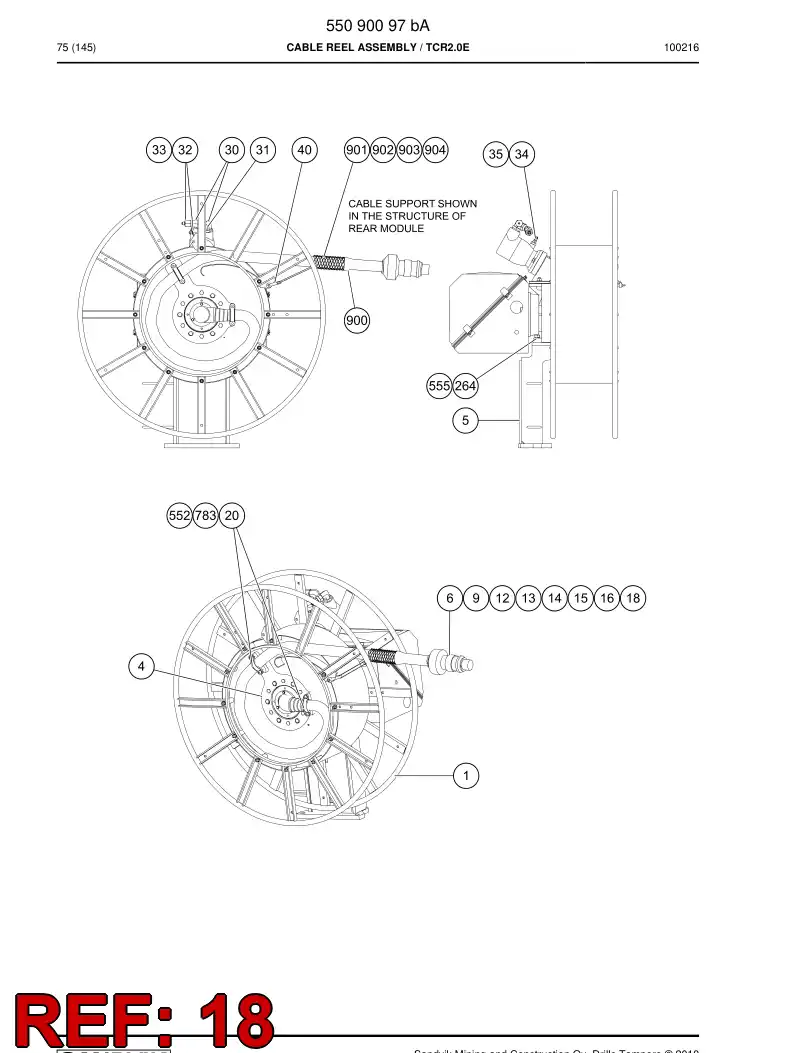 81485399a 814 853 99a Cable support - Sandvik Technical Drawing