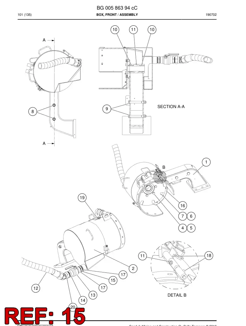 81514969a 815 149 69a Adapter, Hydraulic - Sandvik Technical Drawing