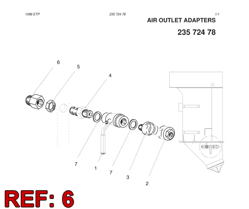 81691019 816 910 19 Connector, Female - Sandvik Technical Drawing