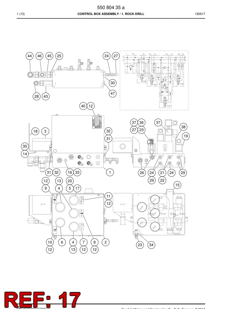 81715869 817 158 69 Hose Assembly, Hydraulic - Sandvik Technical Drawing
