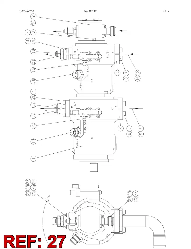 81716619 817 166 19 Reducer, Tube End - Sandvik Technical Drawing