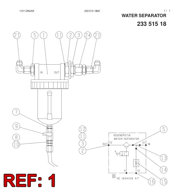 81743959 817 439 59 WATER SEPARATOR ASSY - Sandvik Technical Drawing