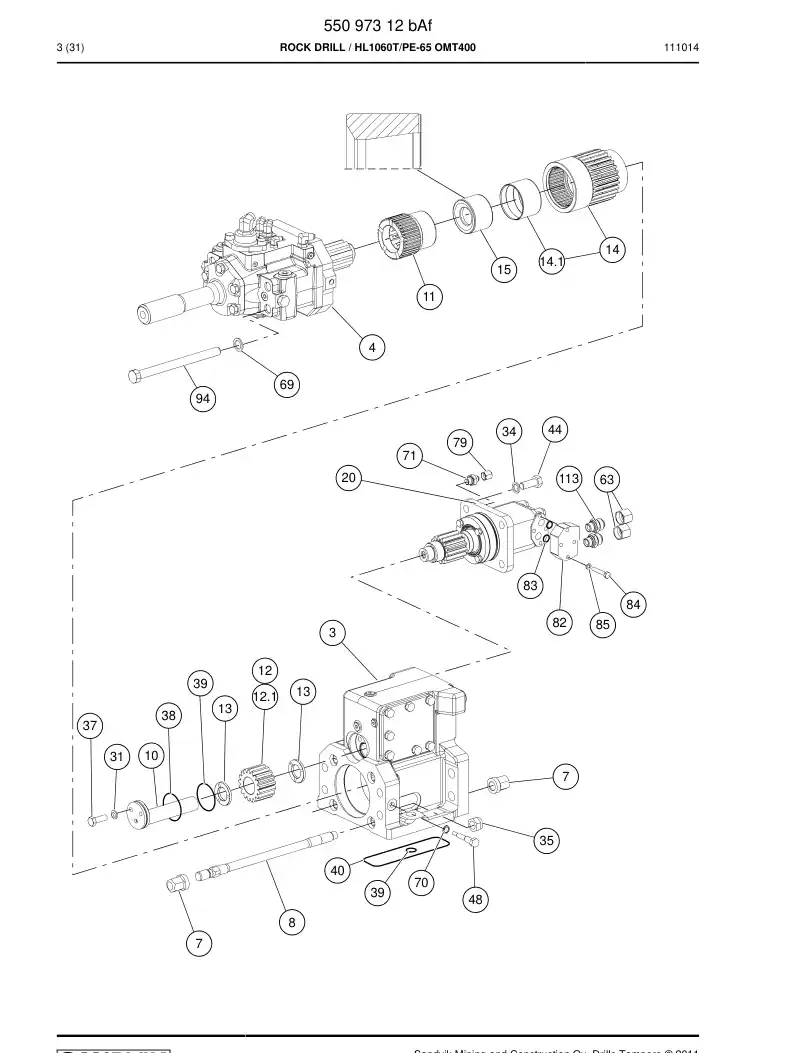 81853209 818 532 09 Hexagon head bolt - Sandvik Technical Drawing