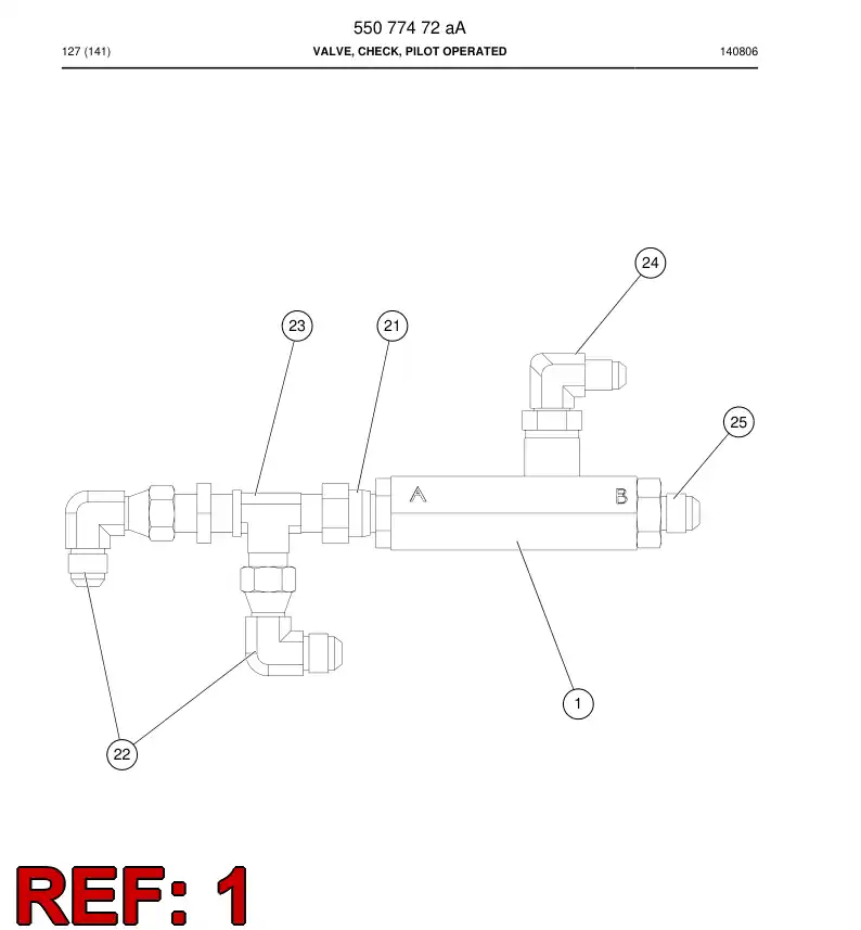 81864519 818 645 19 Valve, Check, Pilot Operated - Sandvik Technical Drawing