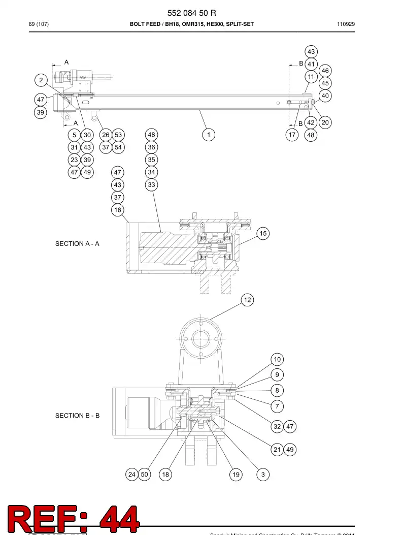 81874419 818 744 19 CHAIN - Sandvik Technical Drawing