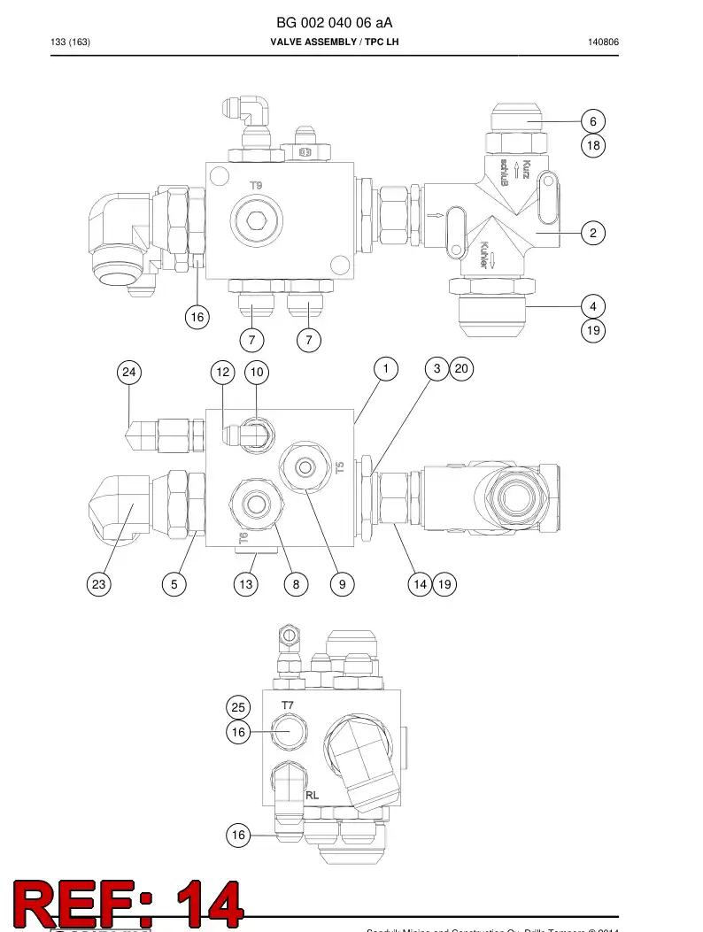 81952329a 819 523 29a Adapter, Hydraulic - Sandvik Technical Drawing